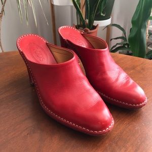 TOD’S vintage cherry red leather mules
